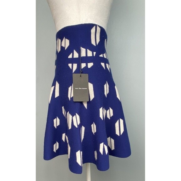 NWT! J.O.A. Sweater Skirt Size Small Blue Wool Blend Stretch Flare Fall Office - Picture 6 of 9